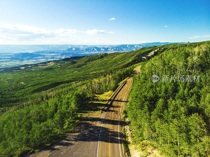 Breezy Sunny Summer Day Aerial and Landscapes of Grand Mesa National Forest and Highway 65 from Above